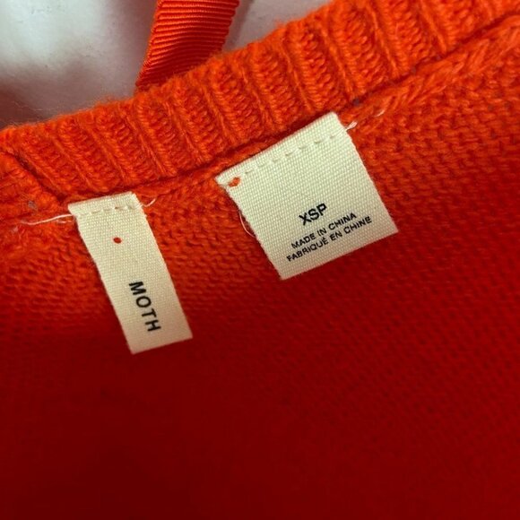 Anthropologie Moth‎ Cashmere V-Neck Ribbon Tie Back Pullover Knit Sweater XS Pet - Picture 4 of 10